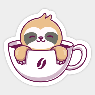 Cute Sloth In The Coffee Cup Sticker